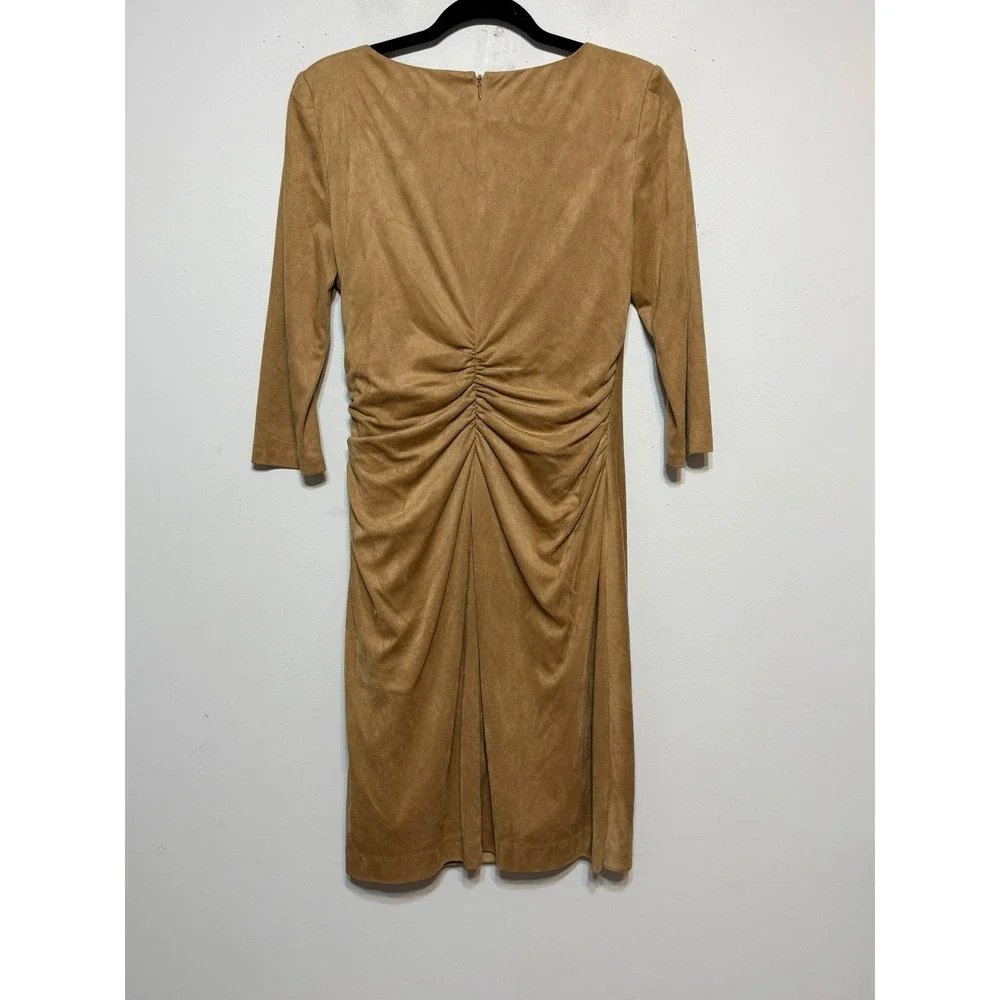 Kay Unger Quiet Luxury Ruched Wrap Dress Women Size 8 Soft Tailoring Minimalist